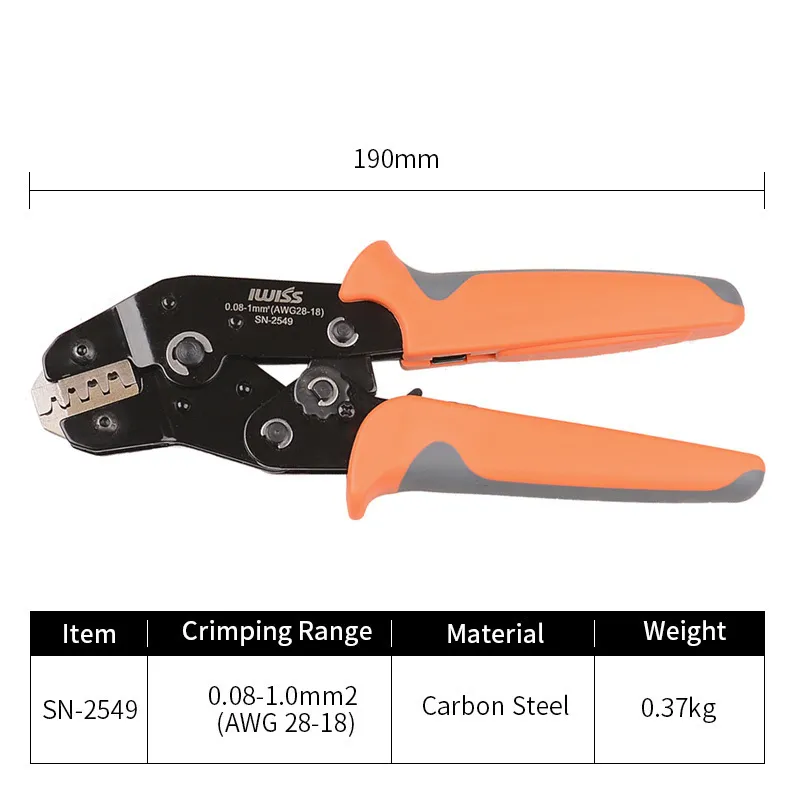 SN-2549 Ratchet Crivection Pliers Terminal Electrician TometP Tools Рука krapmer Инструменты Диапазон 0,08-1.0 мм2 (AWG: 28-18) Y200321