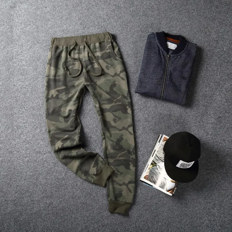 Hommes Dames Couple Camouflage Militaire Coton Pantalon Camp Formation Armée Vert Tricoté Long Fit Élastique Cheville Longueur Pantalon 201110