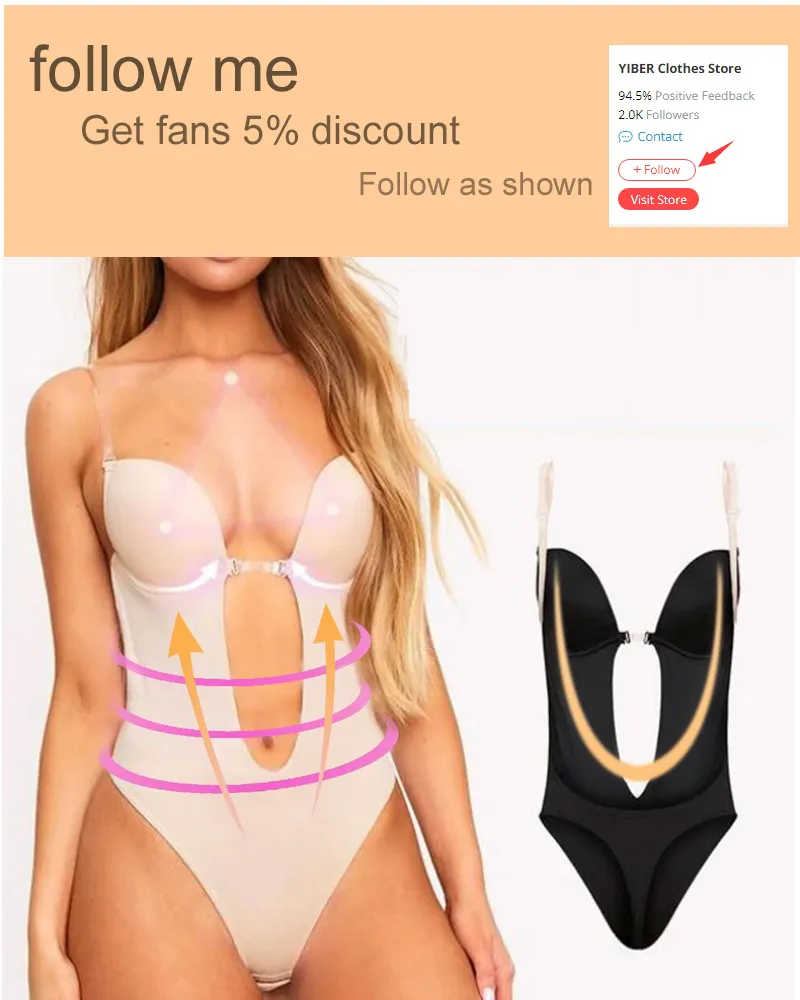 Seamless U Plunge Backless Thong Full Body Shaper Bra For Women Invisible Push  Up Bodysuit With Cup Shape Sexy Full Body Shirt From Dou01, $11.91