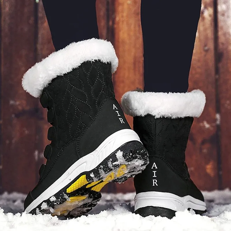 Vrouwen laarzen antislip waterdichte winter enkel snowboots vrouwen platform winter schoenen met dikke bont dij hoge laarzen