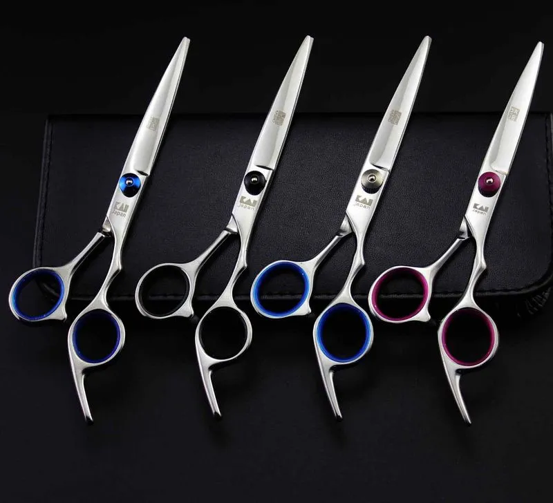 new arrival kasho 6.0 inch hair cutting scissors blue black pink screw 4CR professional barber thinning