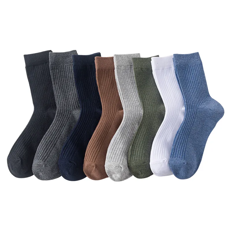 Hommes chaussette automne hiver bas chauds réutilisables chaussettes à rayures moyennes couleur unie élastique respirant de haute qualité 2mh O2