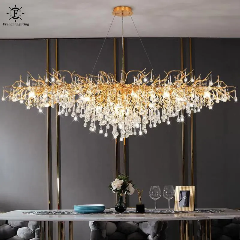 Żyrandole Nordic Luxury Gold Living Room Shiny K9 Crystal Chandelier Fixture 60/80 cm LED Lighting Decor do Sypialni Cloth Shop