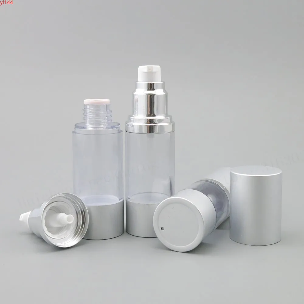 200 x 30 ml transparante navulbare airless lotion pomp fles met zilver aluminium boven cap 1oz containersgoed quenity