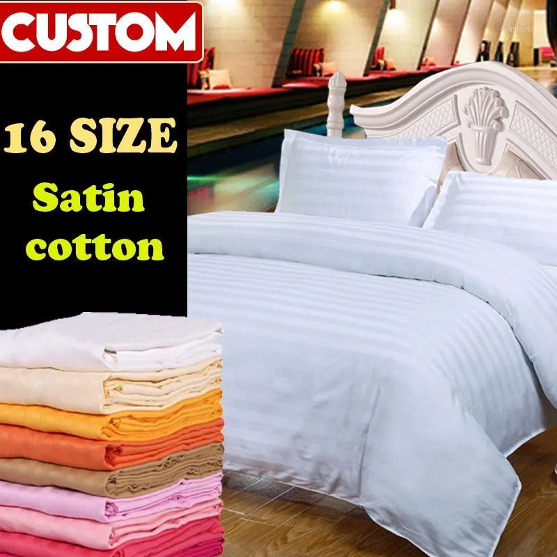 Ensembles de literie en gros-personnalisé pur coton Satin El housse de couette ensembles King, literie solide gris blanc, taie d'oreiller couette # QY381