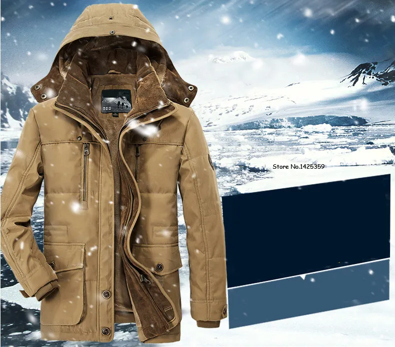 Mens thick fleece winter coat hooded outdoor solid color jacket sale