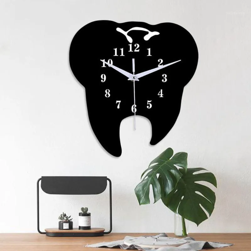 Horloges murales Acrylique Muet Décoratif Horloge Chambre Salon Dent Dentaire Européenne Décor À La Maison Chiffre Arabe Cadran Montres Facile À Utiliser1