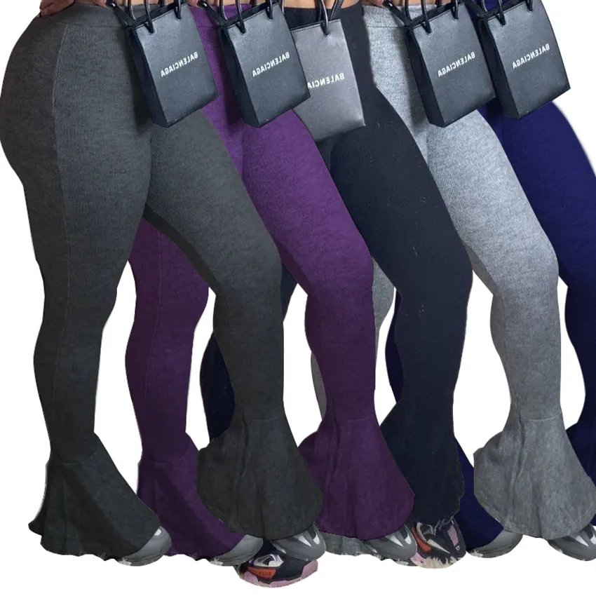 Spodnie europejskie i amerykańskie ubrania damskie jesień seksowne swobodne odcinek pasek chude rozszerzone spodnie