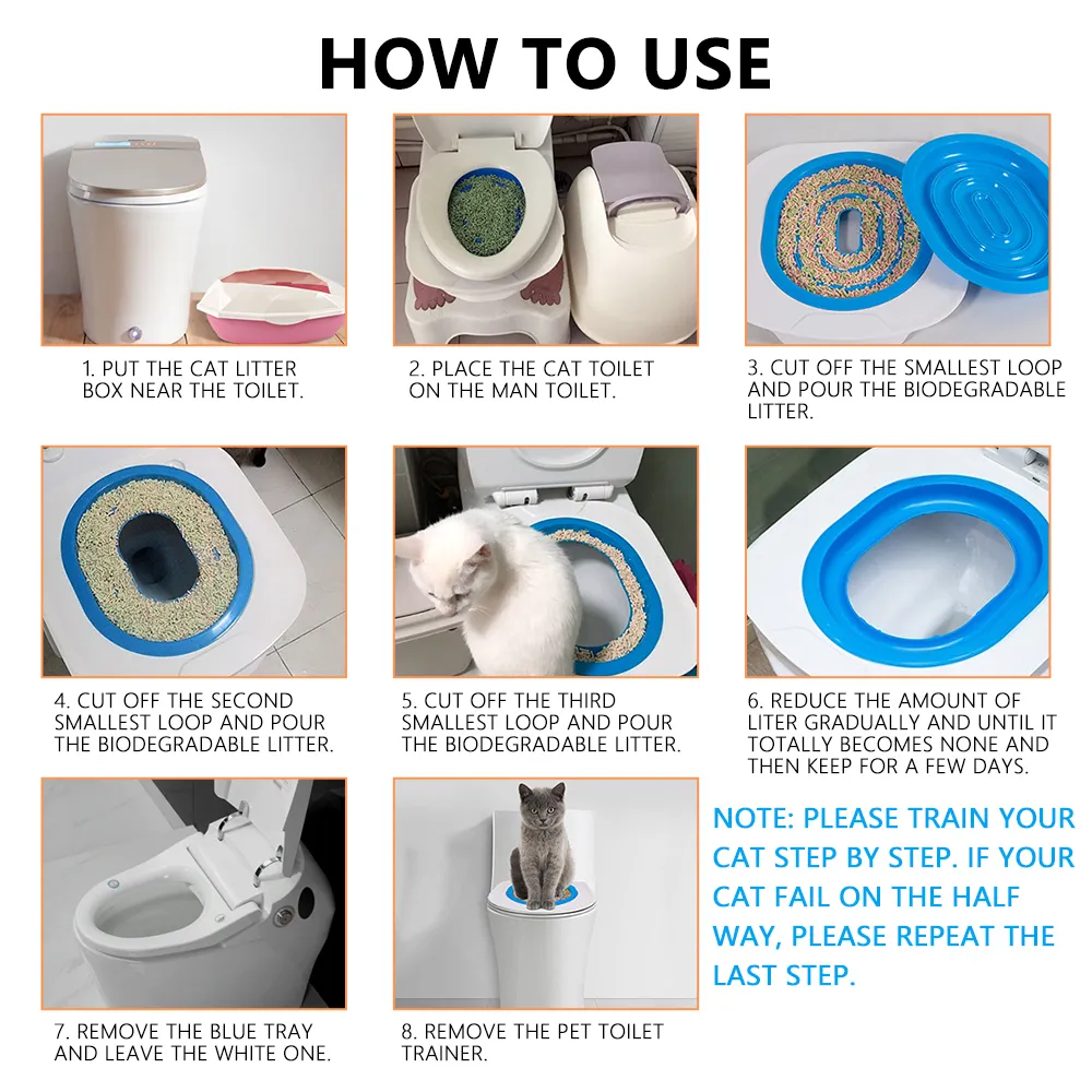 고양이 화장실 훈련 키트 애완 동물 똥 훈련 좌석 보조 시트 고양이 고양이 새끼 고양이 인간 화장실을위한 쓰레기통 트레이 전문 트레이너 20110183N