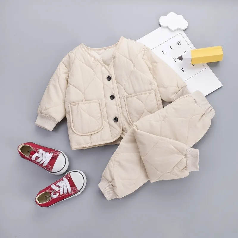 2010 Neonate / ragazzi Set maglione caldo e spesso Set di vestiti per bambini Set di abbigliamento per bambini Bambini Autunno Inverno PARKAS Set di abiti LJ200831