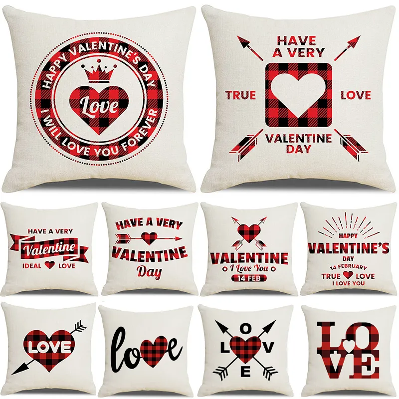 Valentijnsdag Sierkussen Cover 18 Inch Kussensloop voor Home Decor Heart Love Cushion Cases Sofa Couch Decorations JK2101XB