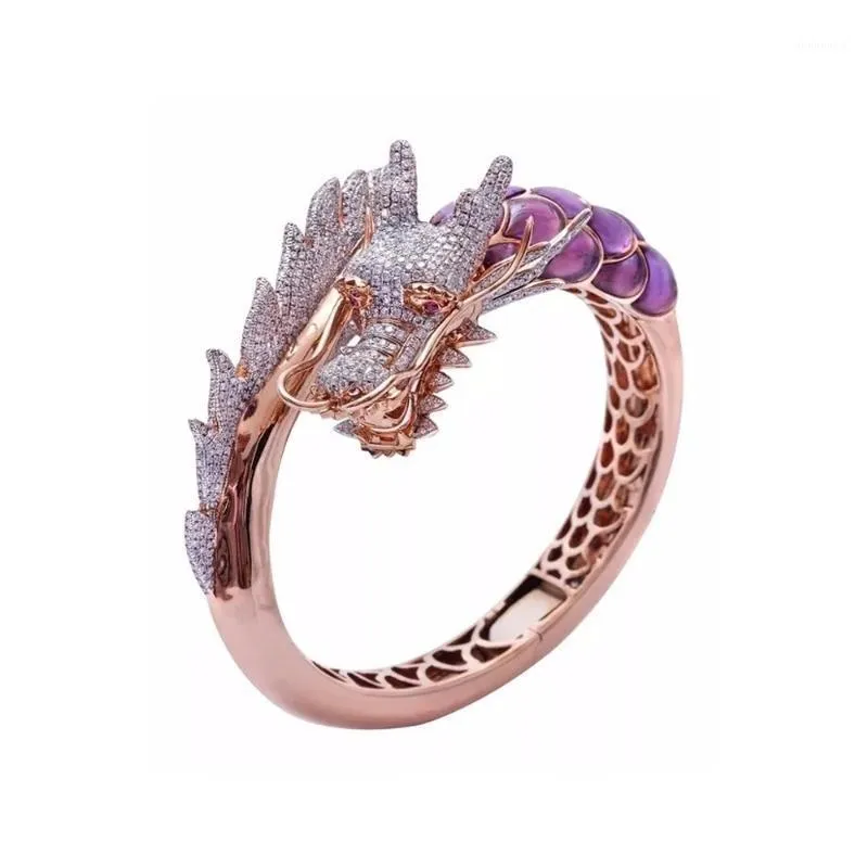 Unik stil Kvinna Dragon Animal Ring Rose Engagement Ring Vintage Bröllop Band för Kvinnor Party Smycken Gift1