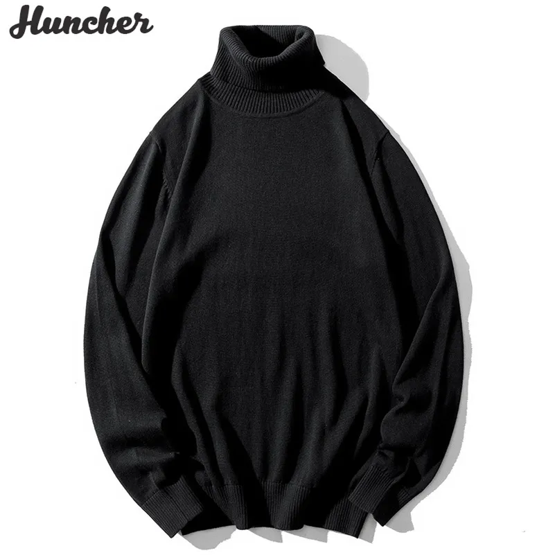Hecuncher Mens Turtleneck Camisola Homens de Inverno Fleece Fashion Coreano Malha Jumper Undefined Pullover Black Black Soree para homens 201117