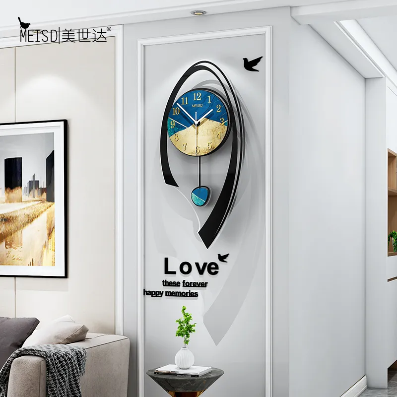 MEISD Nordic Clock Pendulum Wall Clock Art Poster Decoration Quartz Watch Silent Home Living Room Creative Horloge Free Shipping LJ201204