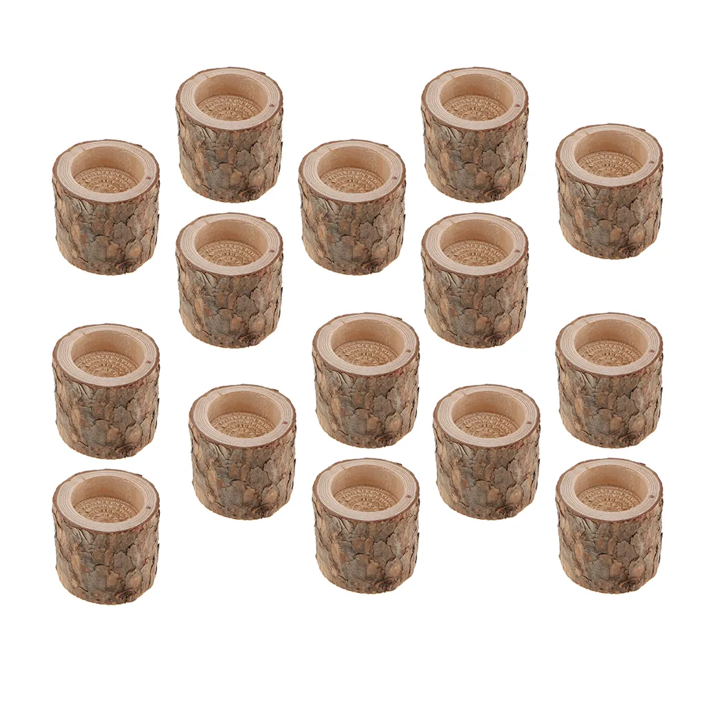 15pcs Natural Wooden Candlestick Candle Holder Home Table Decoration Dinner Plant Flower Pot Handicraft Handmade Table Ornaments