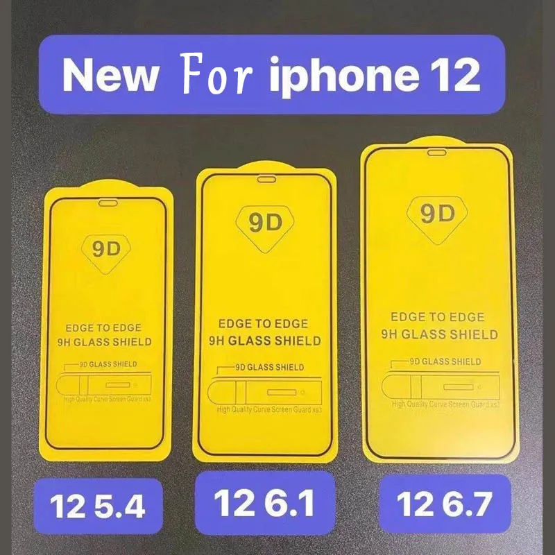 9D CAPA COMPLETA 9H Protetores de tela de vidro temperado para iPhone 14 13 12 Mini 11 Pro Max XR XS x 8 7 6 Plus iPhone14 Filme anti-Cratch protetor 0,3 mm