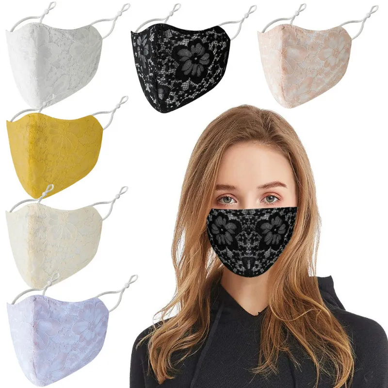 Fashionable lace mask can be inserted with PM2.5 filter, cotton mask is soft, breathable and sexy printed cloth mask