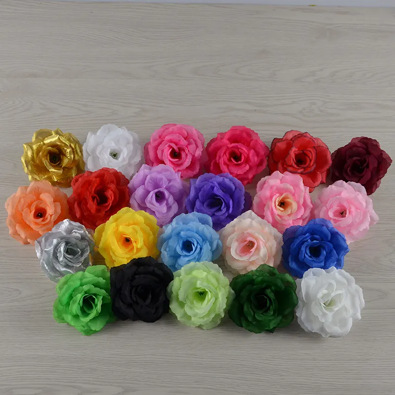 Tissu de soie artificielle Rose têtes de fleurs décoratives fleurs de fête décoration de mariage bouquet de fleur de mariage 8cm WB3217
