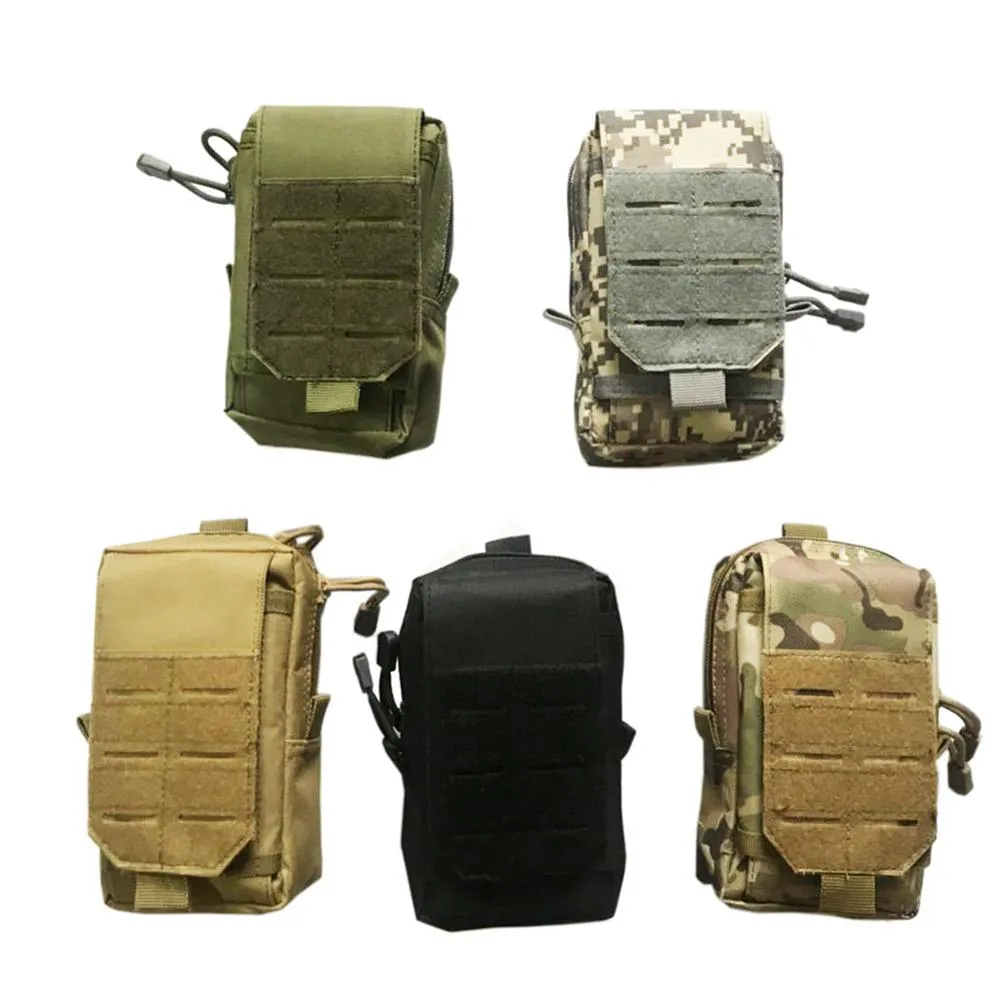 Partihandel 50st/Lot Tactical Molle EDC Pouch Liten Medical Belt Midjepack Mobiltelefon Holder Laser Torch Midjepaket