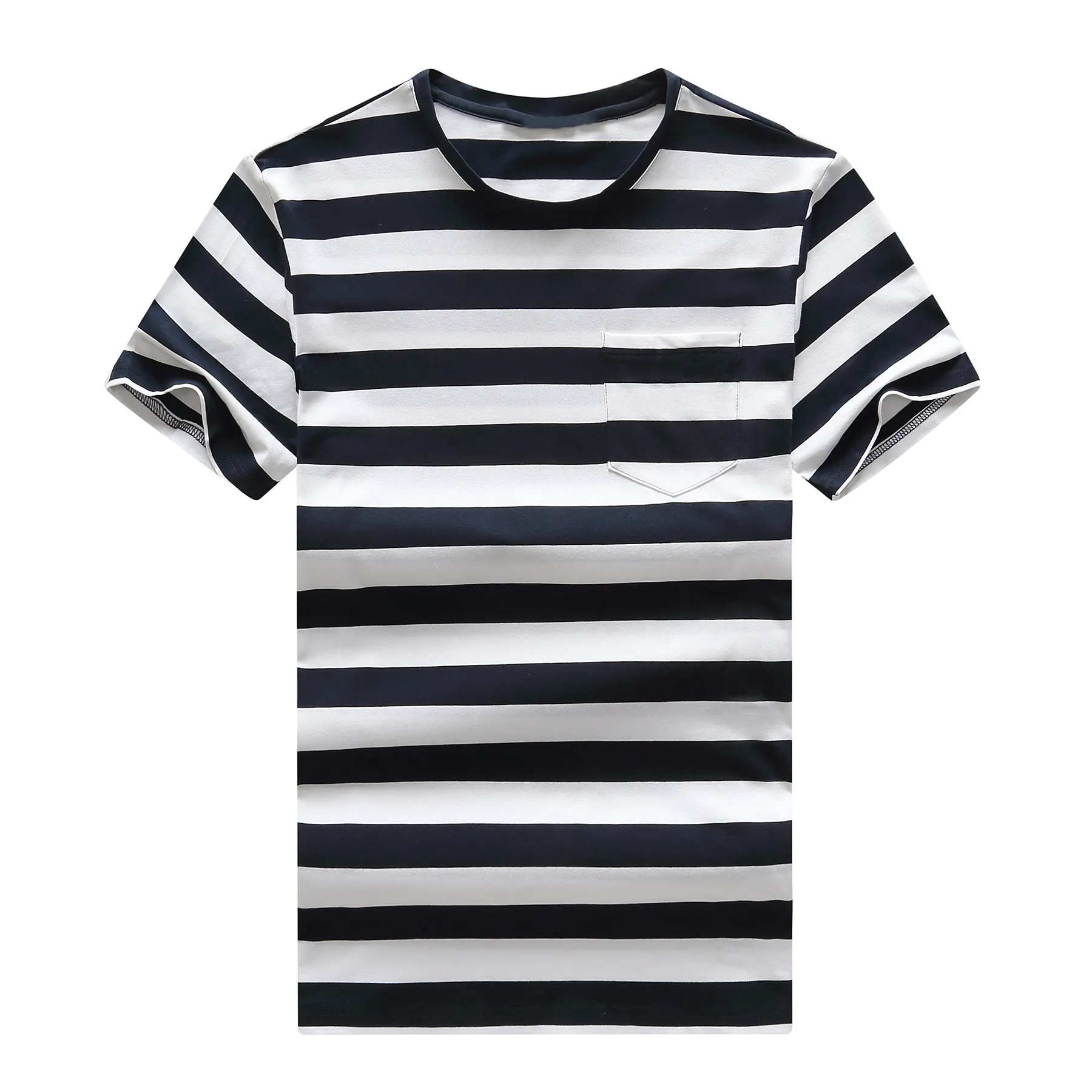 2021 new high-quality pure cotton new round neck striped short-sleeved T-shirt short-sleeved men's T-shirt casual sports men's T-shirt large