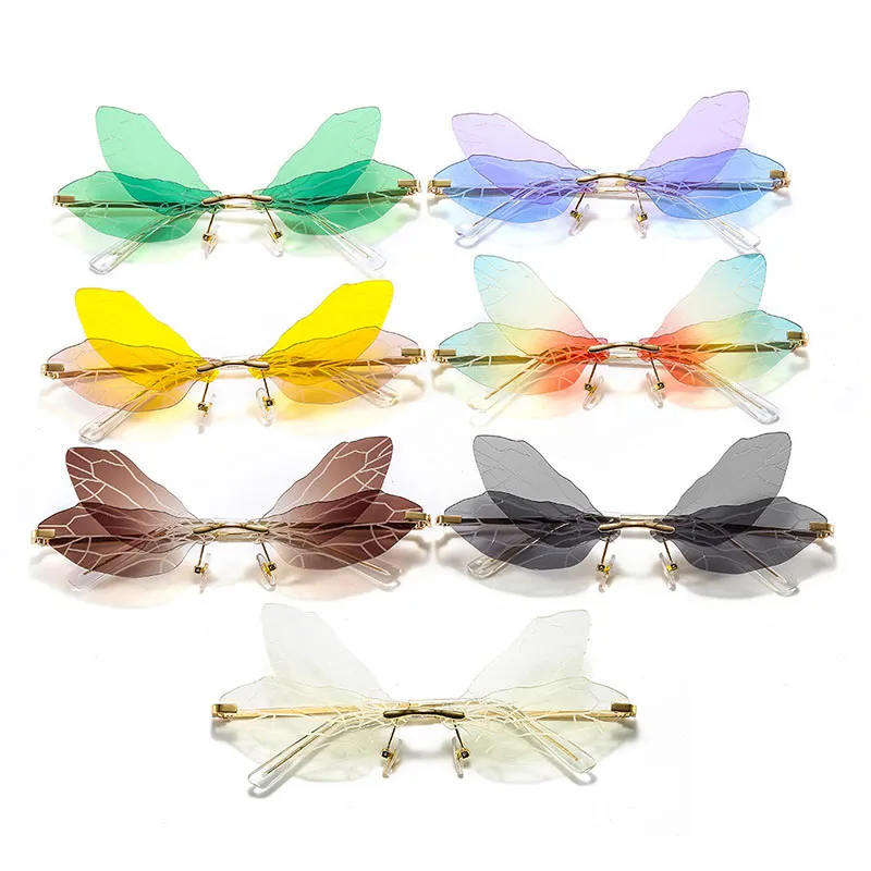 Rimless Sunglasses with Dragonfly Design for Men and Women  display picture 1