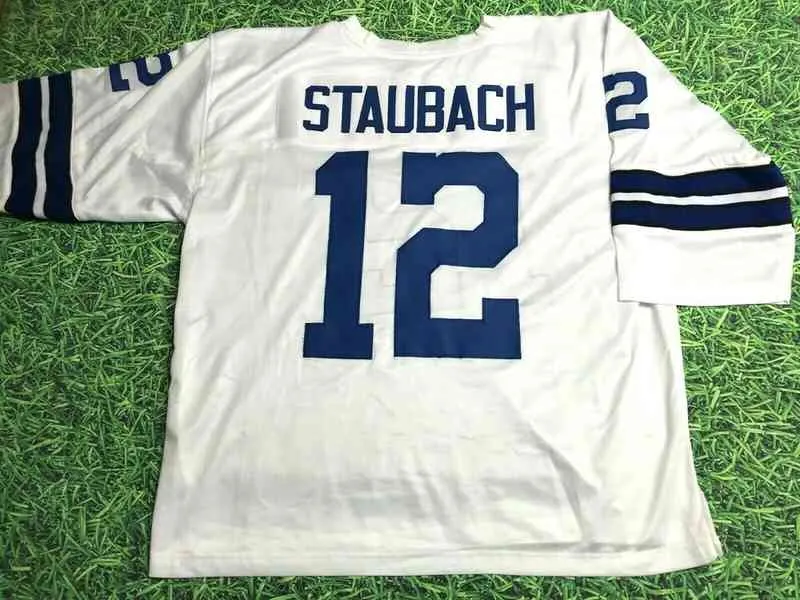 Maglia da calcio personalizzata Uomo Gioventù Donna Vintage ROGER STAUBACH CUSTOM W MANICA 3/4 Rara scuola superiore Taglia S-6XL o qualsiasi maglia con nome e numero