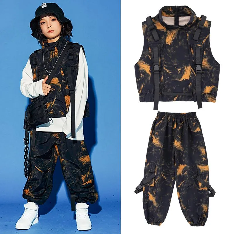 Vêtements de scène Hip Hop Costumes de danse pour garçons Camouflage Gilet Pantalon Jazz Danse Spectacle Tenue Salopette Salle De Bal Rue Rave Vêtements BL5225