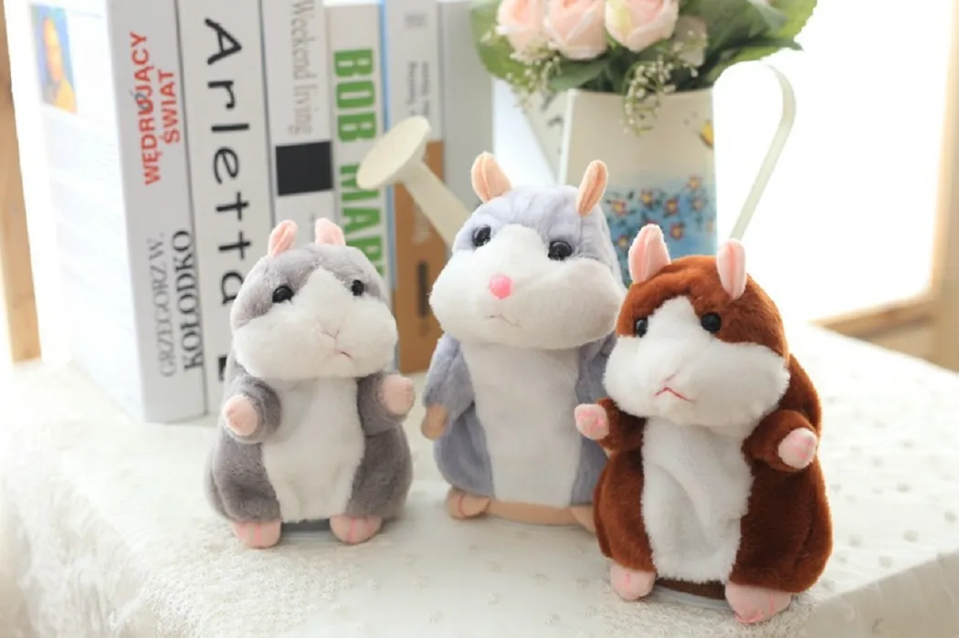 Haute qualité DHL nouvellement conçu parlant hamster souris peluche pour animaux de compagnie apprendre à parler record puzzle cadeau pour enfants 16 cm tricolore