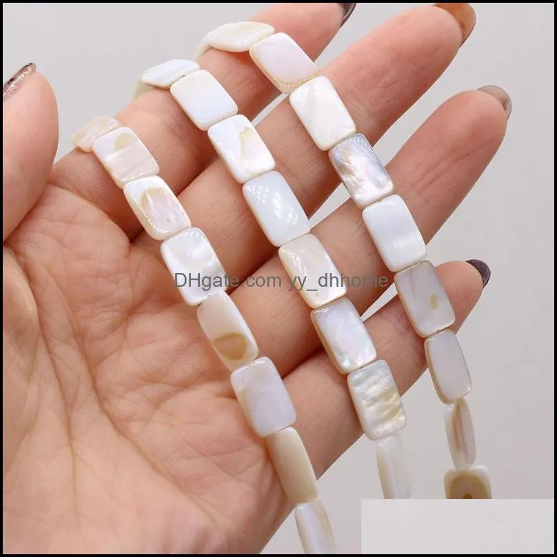 Other Natural Freshwater Rectangle White Mother Of Pearl Shell Spacer Beads For Necklace Bracelet Jewelry Making Gifts Size 8x12mm