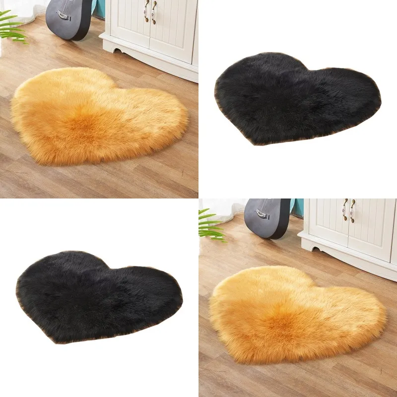 Love Heart Shaped Carpets Large Living Room Imitation Wool Plush Pure Color Rug Fashion Sofa Cushion New Arrival 21xb3 J2