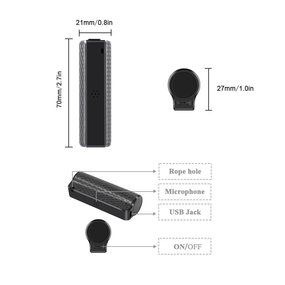 FreeShippingProfessional Mini gravador de áudio 600 horas Gravador de Voz Gravação Magnet Digital 8G 16G 32G HD Dictaphone Denoise longo distanc