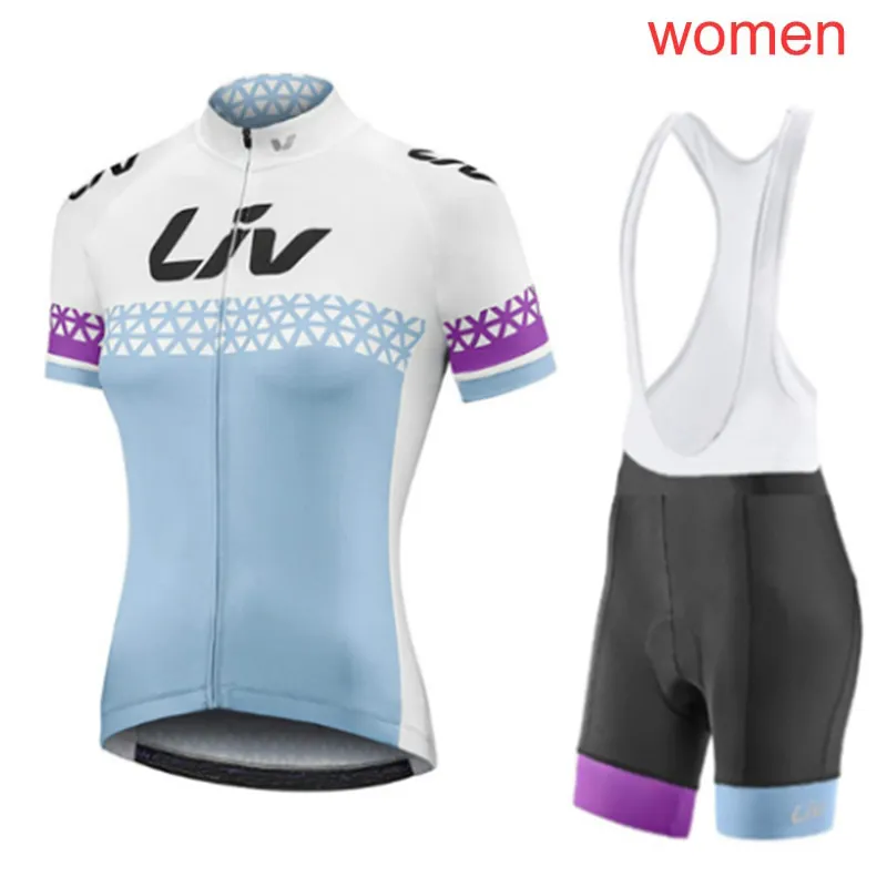 2021 Sommar Liv Team Womens Cykling Korta ärmar Jersey Bib Shorts Sätter Snabbtorkad cykel Outfits Racing Clothing Ropa Ciclismo Y20122803