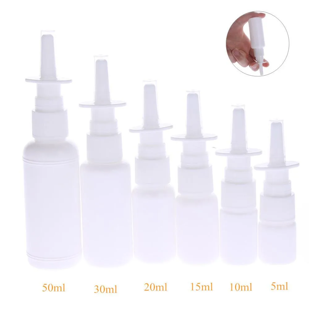 Nyckelringar 1 st Vit Vakuum Plast Nässprayflaskor Pump Spray Näsa Dimdimflaska För medicinsk förpackning 5ml 10ml 15ml 20ml 30ml Swy bbyIYc