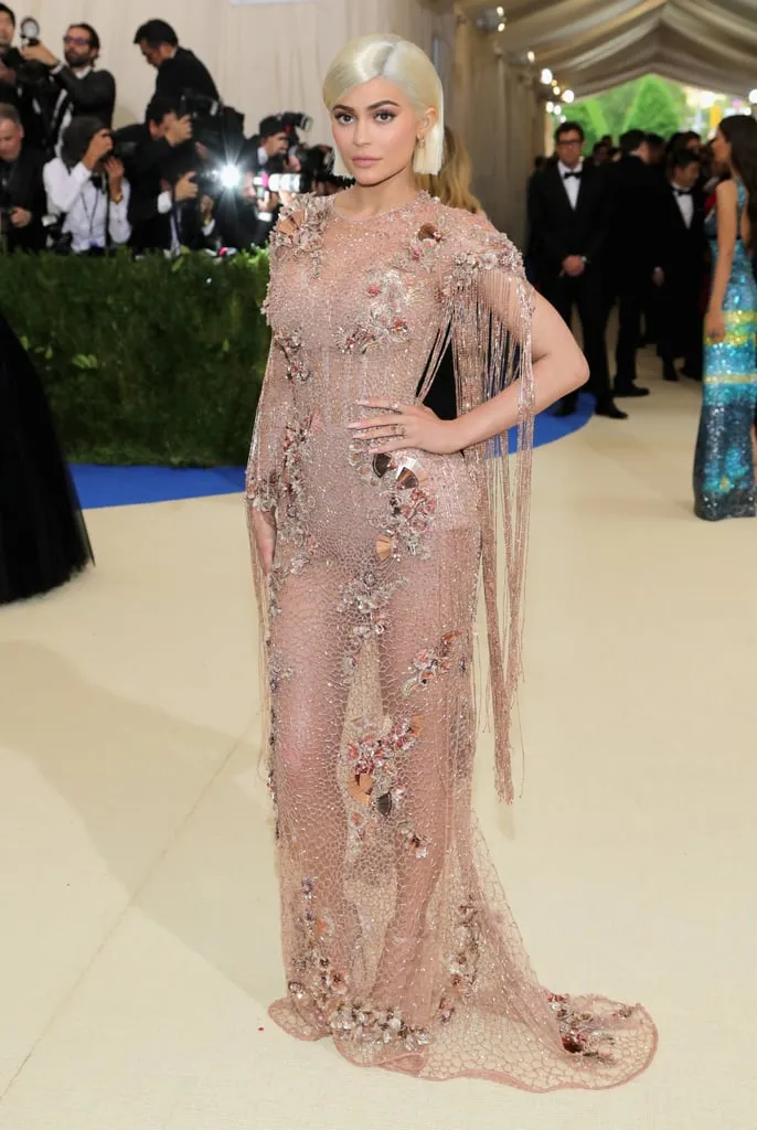 Robe femme Transparent Tassel Champagine Robe de soirée Manches longues Yousef aljasmi Kylie Kendal Jenner