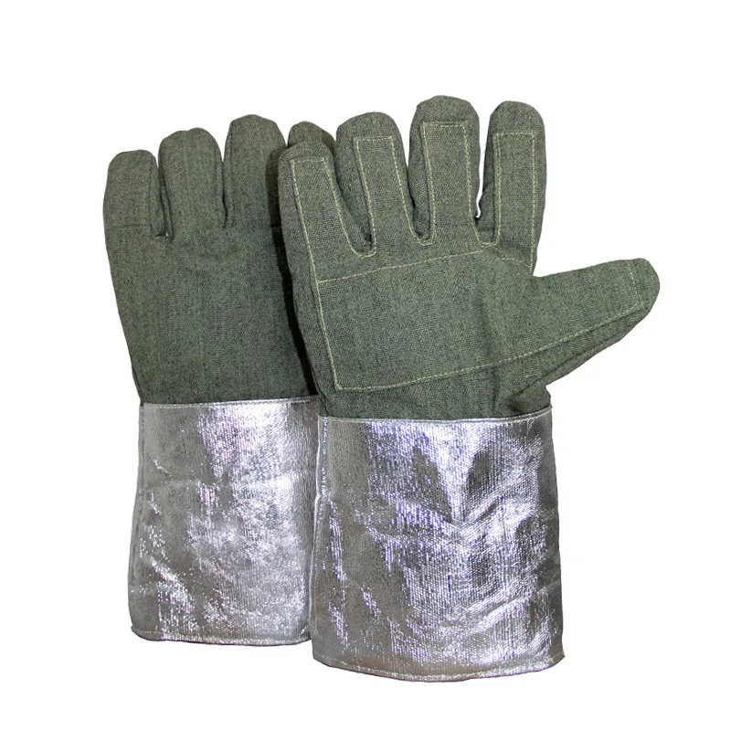 Kwestie Kerkbank Ontvangst 1000 graden hoge temperatuur werk veiligheid handschoenen aramide carbon  hittebestendige thermische straling aluminium folie oven brandbeveiliging