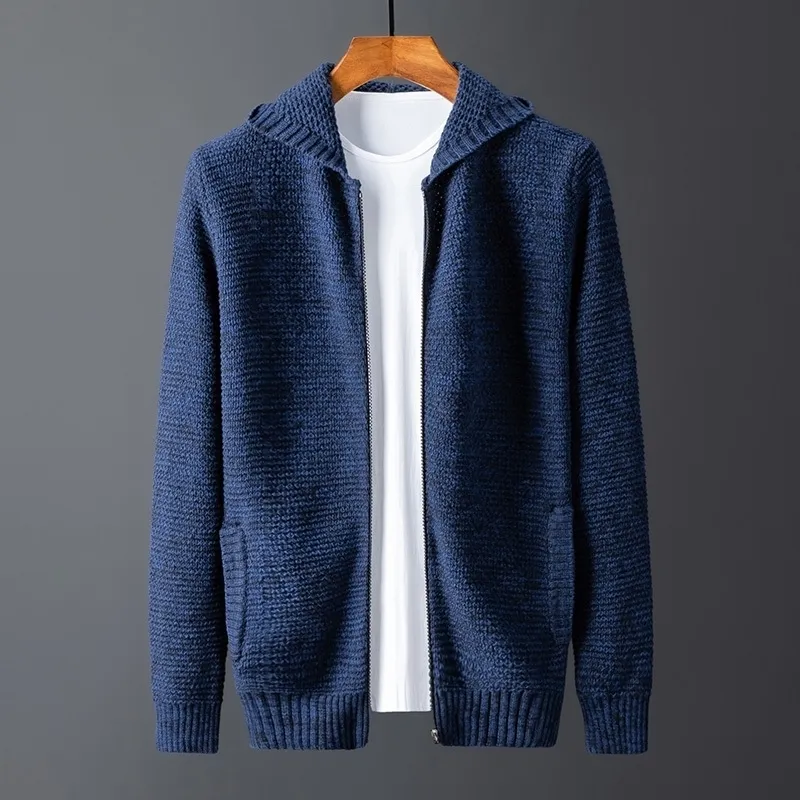 Large Size Men Solid Knitted Sweater Jacket With Zipper, Hooded Pockets,  And Black Korean Style Perfect For Winter 201120 From Dou01, $35.78