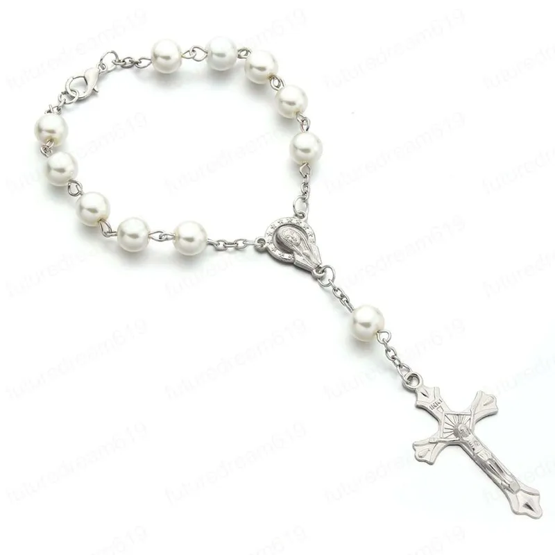 Gratis frakt Katolska Rosary Halsband Glaspärlor Decade Rosary Pendent för Kvinnor Present