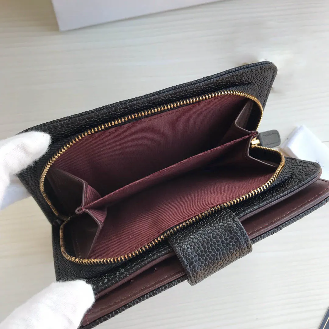 ベストクオリティの本物のレザーレディース財布箱の贅沢なデザイナー財布財布財布純粋な純粋なクレジットカードホルダーパスポートホルダー105