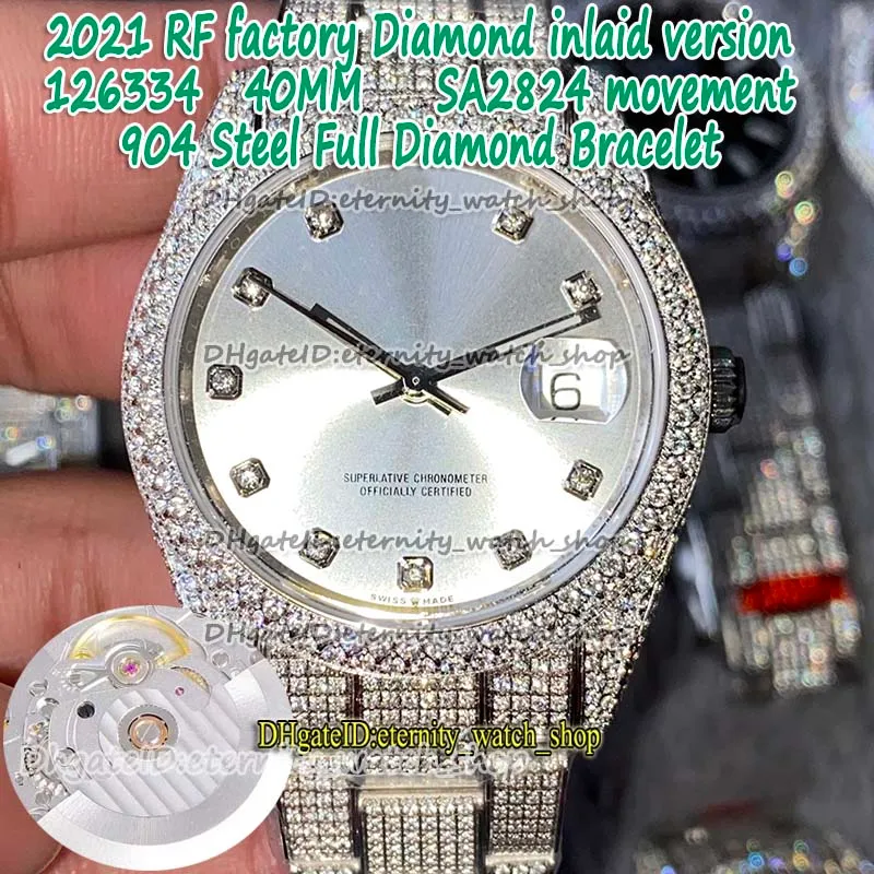 2022 SF 126334 126333 SA2824 Automatic 41MM Mens Watch Diamond inlaid Silvery Dial 904L Stainless Case Iced Out Diamonds Bracelet Eternity Jewelry Watches 126331