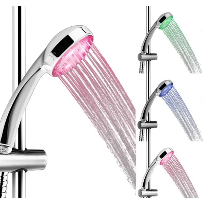 도매- 핸드 헬드 7 컬러 LED 낭만적 인 가벼운 물 목욕 홈 욕실 샤워 헤드 글로우 06ORF