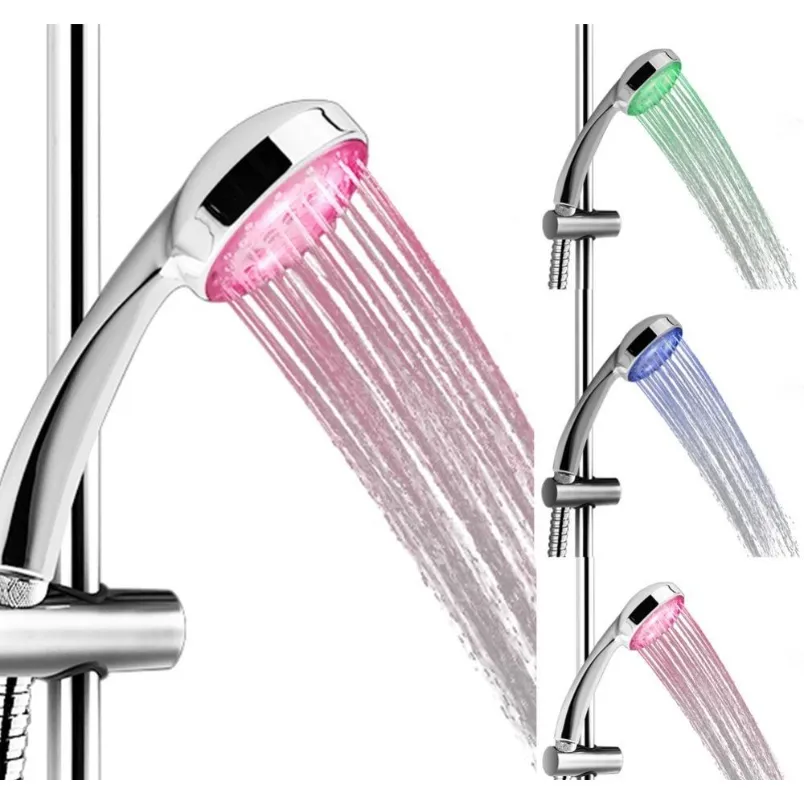 Gros- Handheld 7 Couleur Led Romantique Lumière Bain D'eau Maison Salle De Bain Pommeau De Douche Glow 06Orf