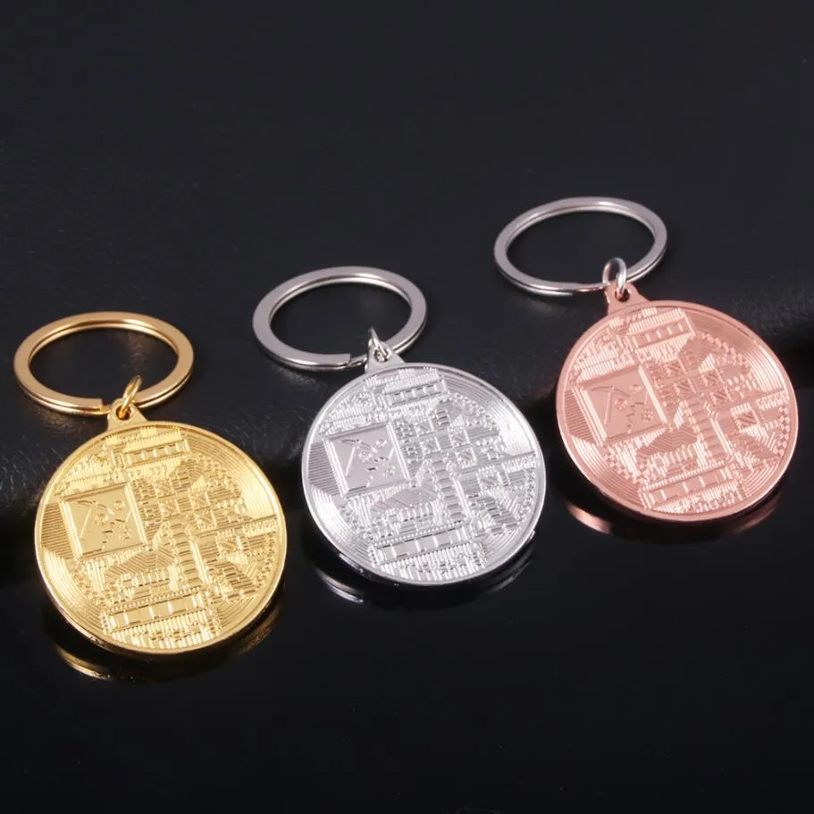 Позолоченный биткойн монета ключ цепочка деньги сувенир украшения дома новейший брелок подвеска коллекционируемая монета искусства коллекции подарка