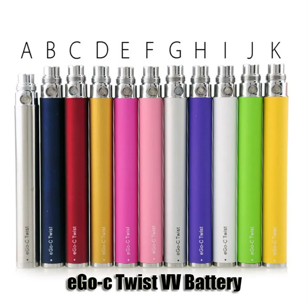EGO-C Twist VV Tension de cigarette électronique Tension de cigarette électronique 3.2-4.8V 650MAH 900MAH 1100mAh Batteries pour E CEC CE4 MT3 Atomiseurs Topa05