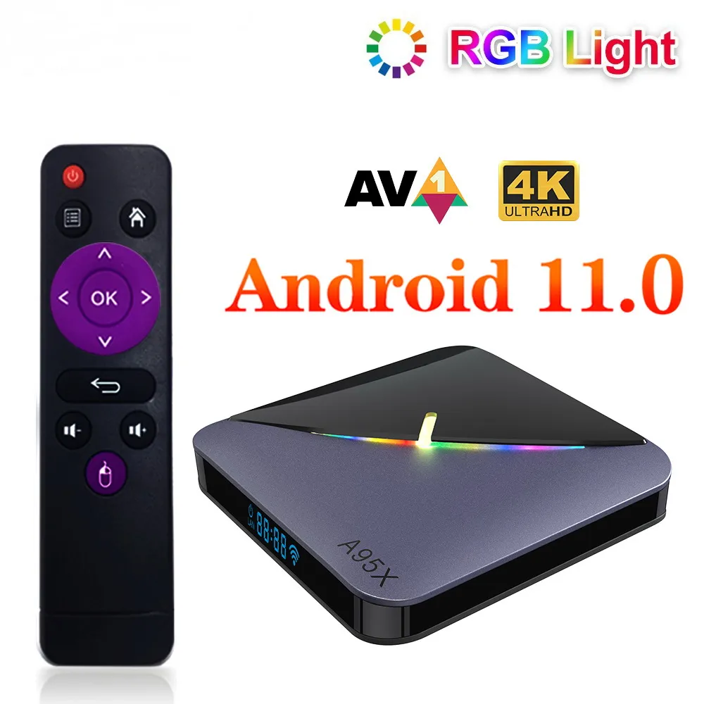 A95X F3 Air II RGB Smart TV Box Android 11 Amlogic 4GB RAM 64GB 32GB دعم BT المزدوج واي فاي 4K YouTube Media Player 2G 16G 16G 16G