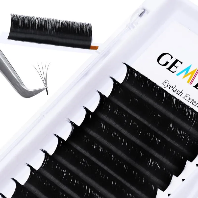 Gemerry Easy Fan Lashes C / D Curl Volume Fan Eyelash Extensions Mink Ögonfransar 20-25mm Blandning Längd Blommande Lash Russian Eyelash