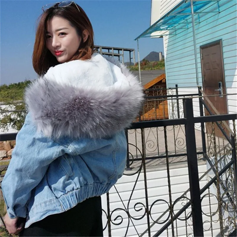 Fluffy hooded denim jacket deals