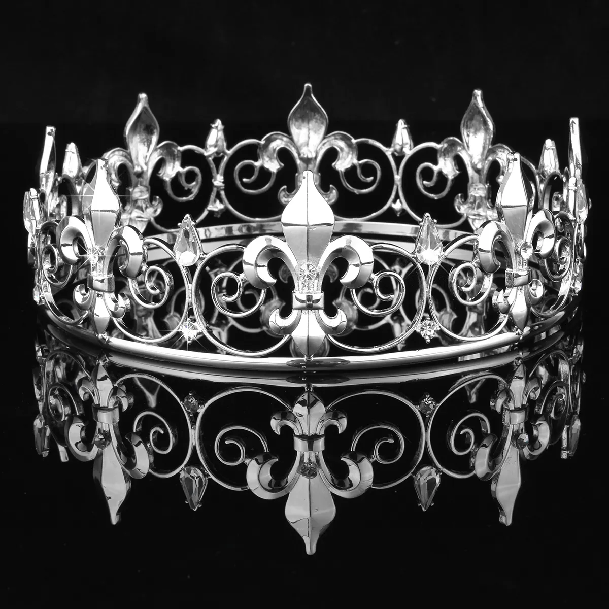 Matrimonio da uomo di cristallo da sposa tiara corona d'argento d'oro Pageant Prom strass velo diadema fascia gioielli per capelli da sposa T2001231F