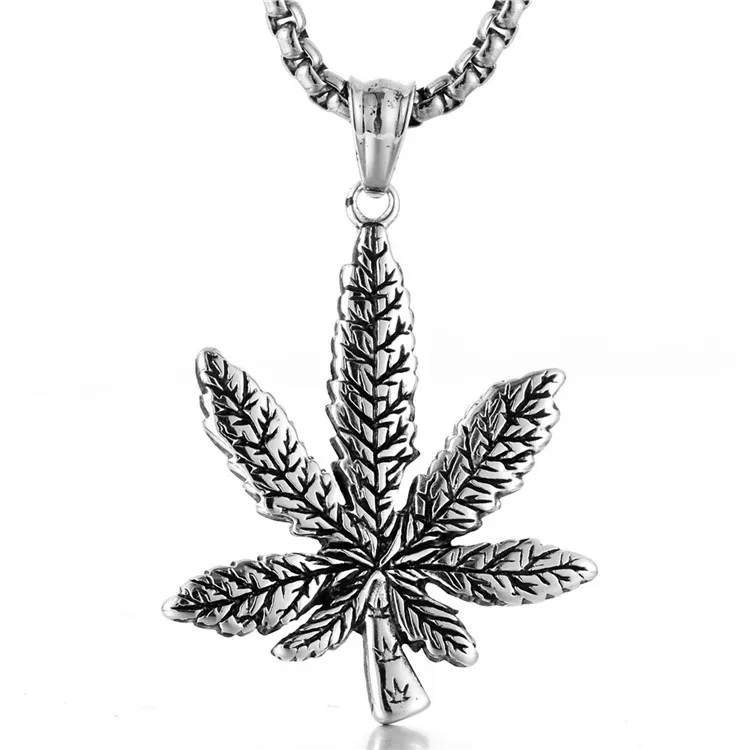 Goud zilver rvs heren hiphop gotische esdoorn boom blad bladeren ketting hangers vrouwelijke mannelijke trui ketting hanger sieraden