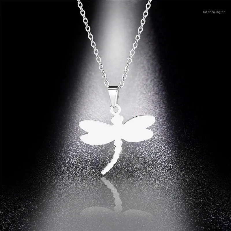 Pendant Necklaces Necklace Titanium Steel Dragonfly Stainless Girl Sweater Chain Hypoallergenic European American Jewelry1