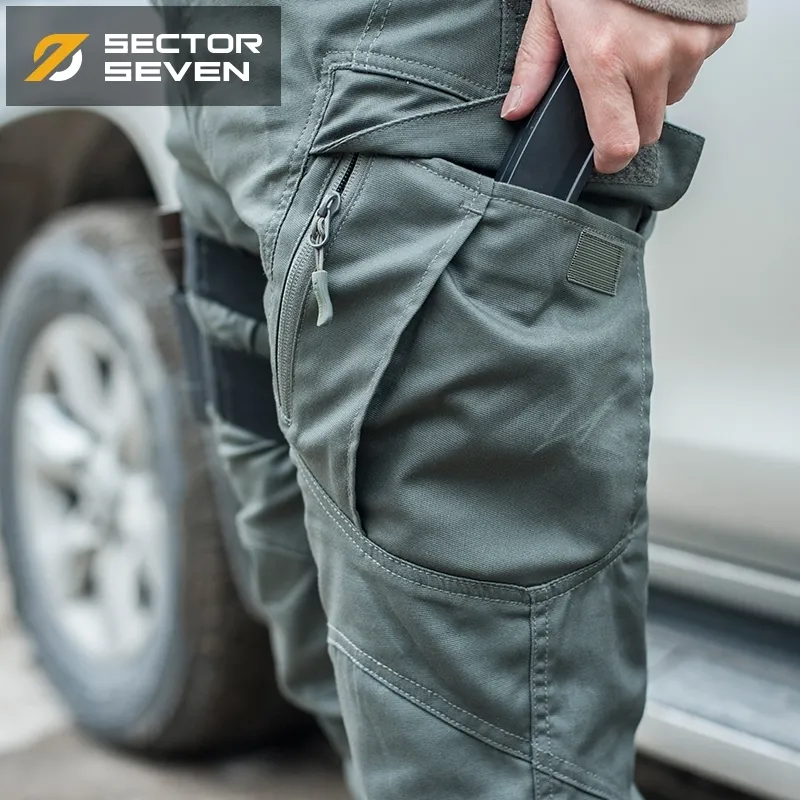 Sector Seven IX9 Lycra Tactique War Game Cargo Pantalons Hommes Silm Pantalons décontractés Pantalons pour hommes Combat SWAT Army Militaire Pantalon actif 201110